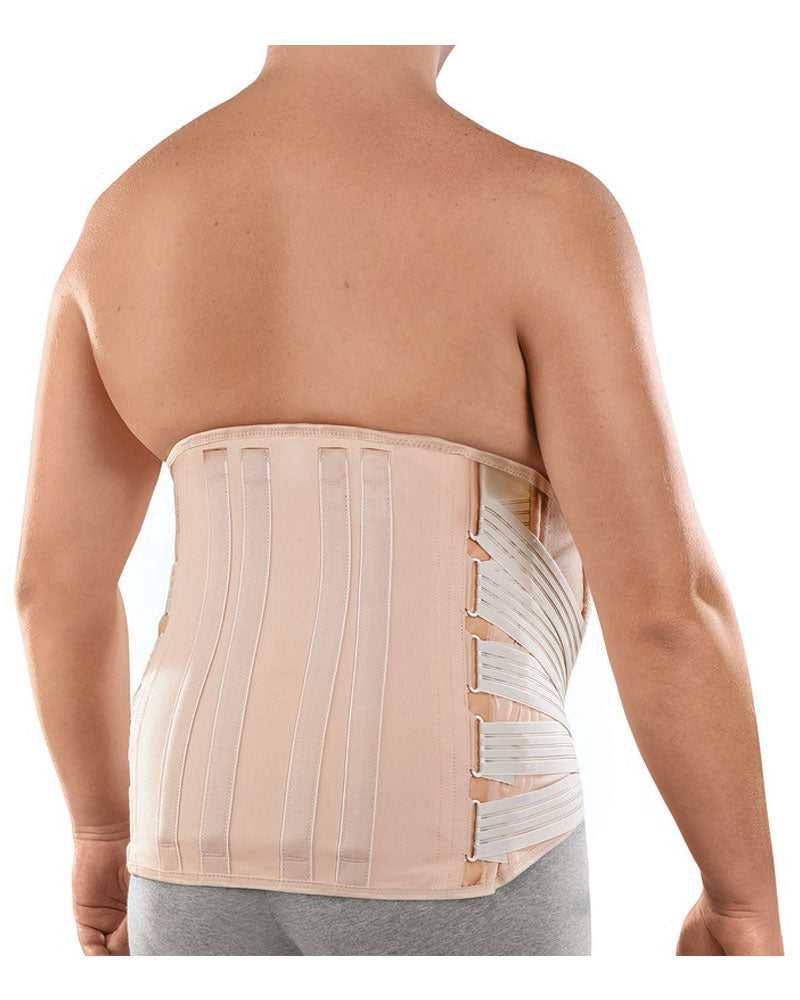Orthosis with rigid and thermoformable pads to stabilize the lumbar rachis and relieve pressure SAT