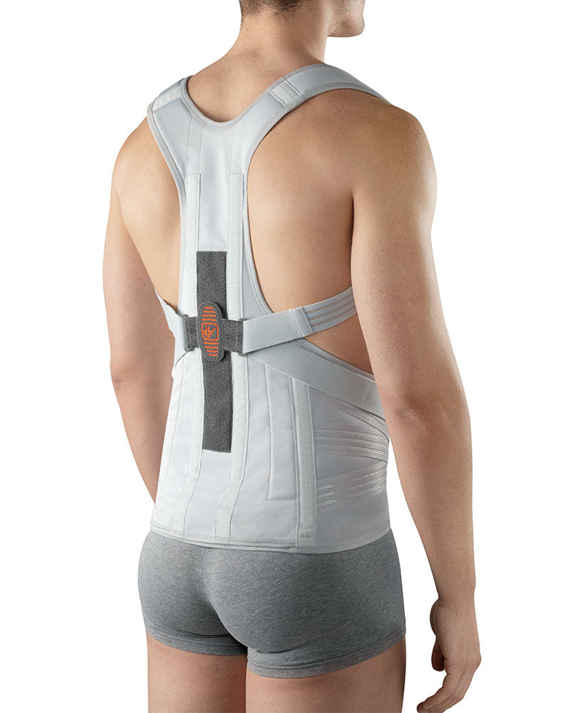Dorsal-lumbar corset with shoulder straps and a support frame FLEX-B