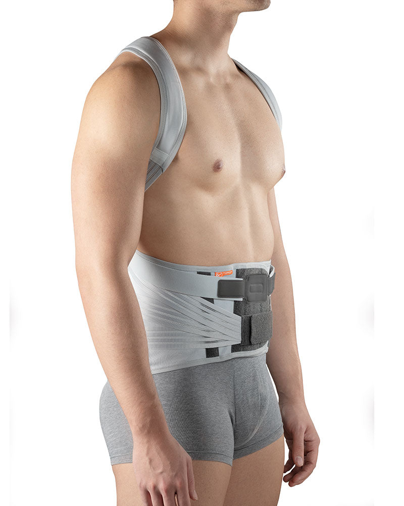 Dorsal-lumbar corset with shoulder straps and a support frame FLEX-B