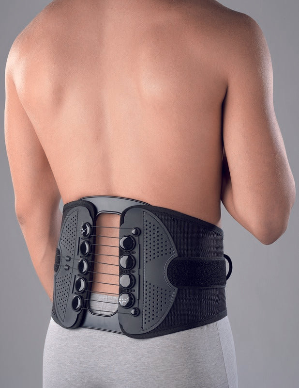 High / Low semi-rigid corset with small lumbar pad, LUMBOSAFE REGULAR