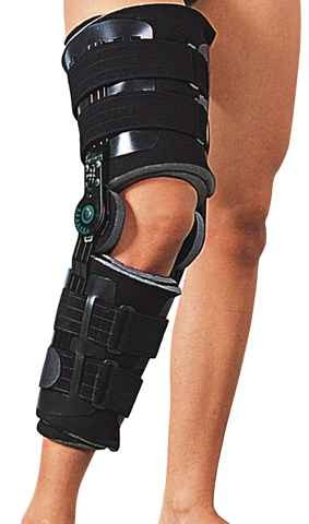 Post-operatory knee brace with range-of-motion system REGAIN